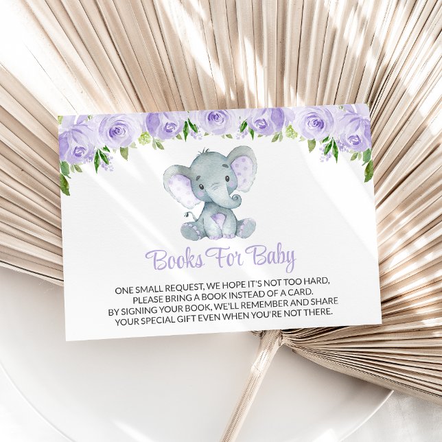 Carte D'accompagnement Eléphant mignon, Fleurs Violettes, Livres Pour Béb (Créateur téléchargé)