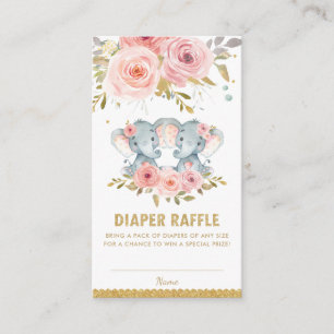 Carte D'accompagnement Eléphant Twin Girls Baby shower Déchets Raffle