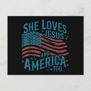 Carte D'accompagnement Elle aime Jésus et l'Amérique aussi Drapeau USA 4