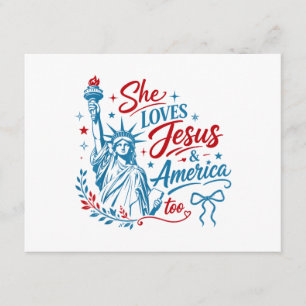 Carte D'accompagnement Elle aime Jésus et l'Amérique aussi le 4 juillet C