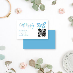 Carte D'accompagnement Elle est en train de lier le noeud bleu ruban regi