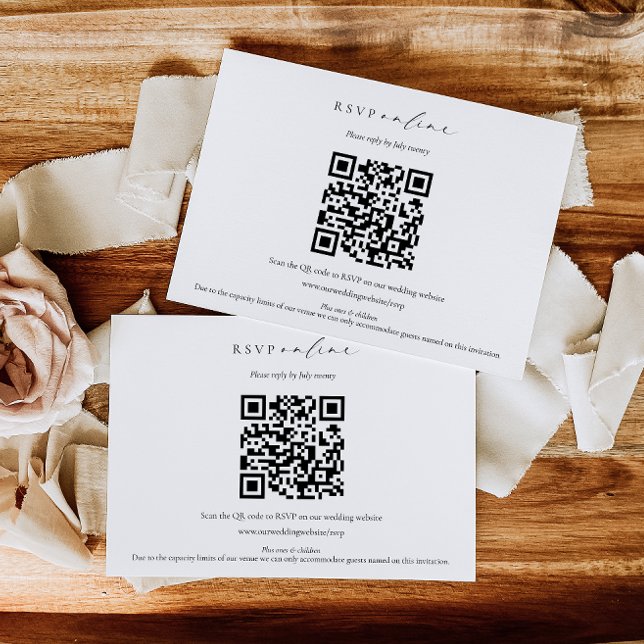 Carte D'accompagnement Ellesmere Minimaliste RSVP QR Code (Wedding QR Code RSVP card)