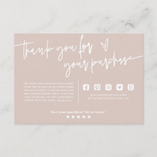 Carte D'accompagnement Emballage Boho Blush Pink Merci minimum Insérer