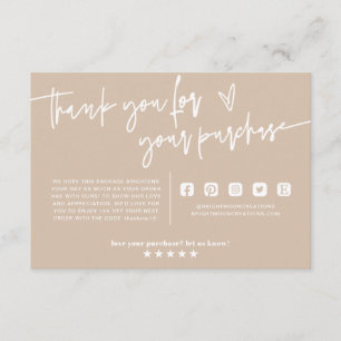 Carte D'accompagnement Emballage minimum Boho Beige Earth Merci Insertion