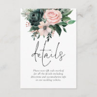 Emerald and Blush Florals QR Code Détails du Maria