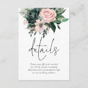 Carte D'accompagnement Emerald and Blush Florals QR Code Détails du Maria