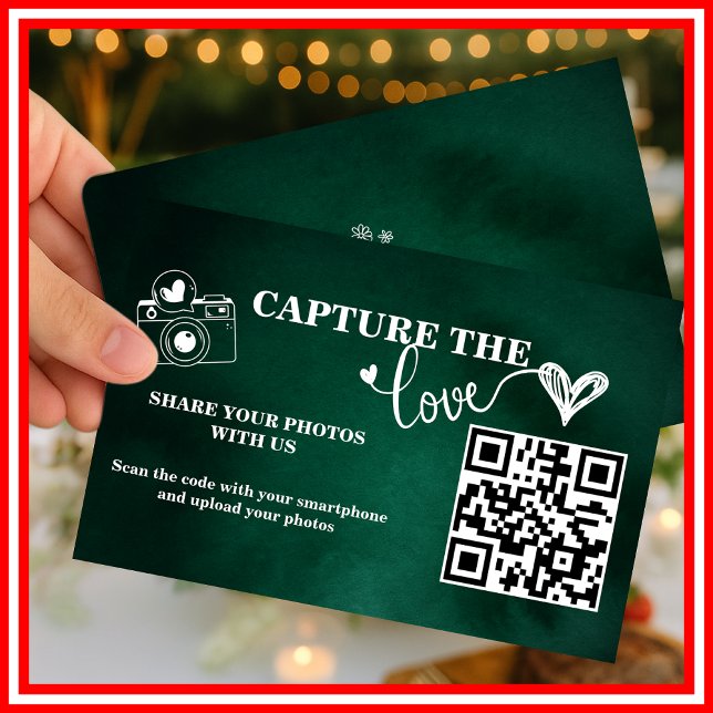 Carte D'accompagnement Emerald Green Capture Le Mariage d'amour QR (Créateur téléchargé)