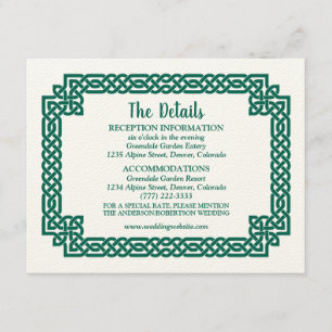Carte D'accompagnement Emerald Green Celtic Knot Claddagh Mariage