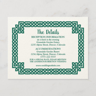 Carte D'accompagnement Emerald Green Celtic Knot Claddagh Mariage