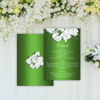 Carte D'accompagnement Emerald Green et Vintage Rose Détails Mariages