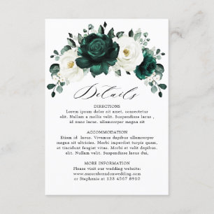 Carte D'accompagnement Emerald Green Eucalyptus Blanc Floral Mariage