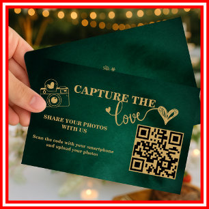 Carte D'accompagnement Emerald Green & Gold Captez le Mariage d'amour QR
