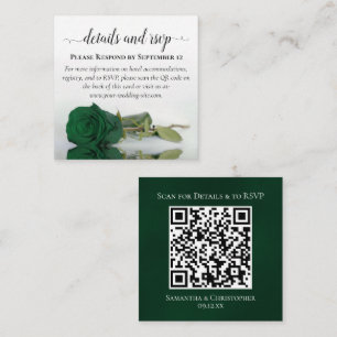 Carte D'accompagnement Emerald Green Mariage Détails et code RSVP QR