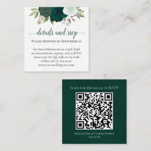 Carte D'accompagnement Emerald Green Mariage Détails & RSVP QR Code
