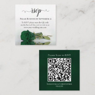 Carte D'accompagnement Emerald Green Rose mariage élégant RSVP QR Code