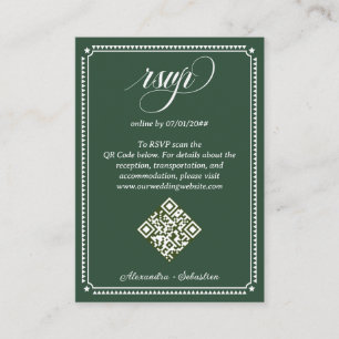 Carte D'accompagnement Emerald Green Script en ligne RSVP QR Code Mariage