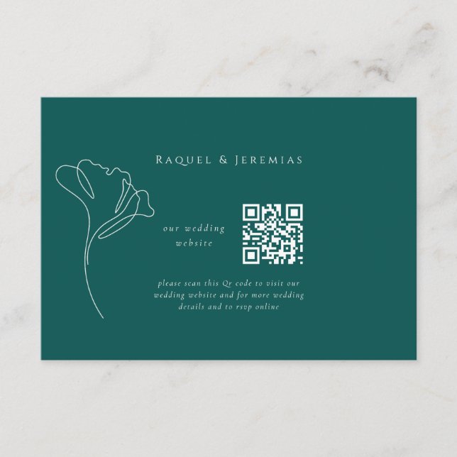 Carte D'accompagnement Emerald Green Wedding Website Enclosure Card (Devant)