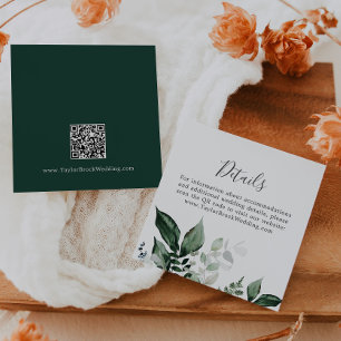 Carte D'accompagnement Emerald Greenery QR Code Détails du Mariage