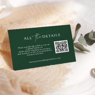 Carte D'accompagnement Emerald Script simple QR Code Wedding Detail
