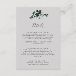 Carte D'accompagnement Émeraude   Détails du Mariage gris