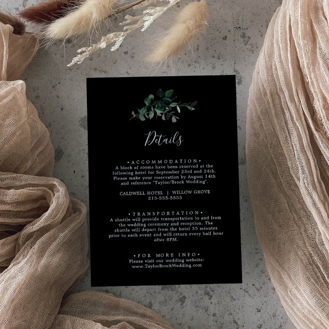 Carte D'accompagnement Émeraude | Détails du Mariage noir (Créateur téléchargé)