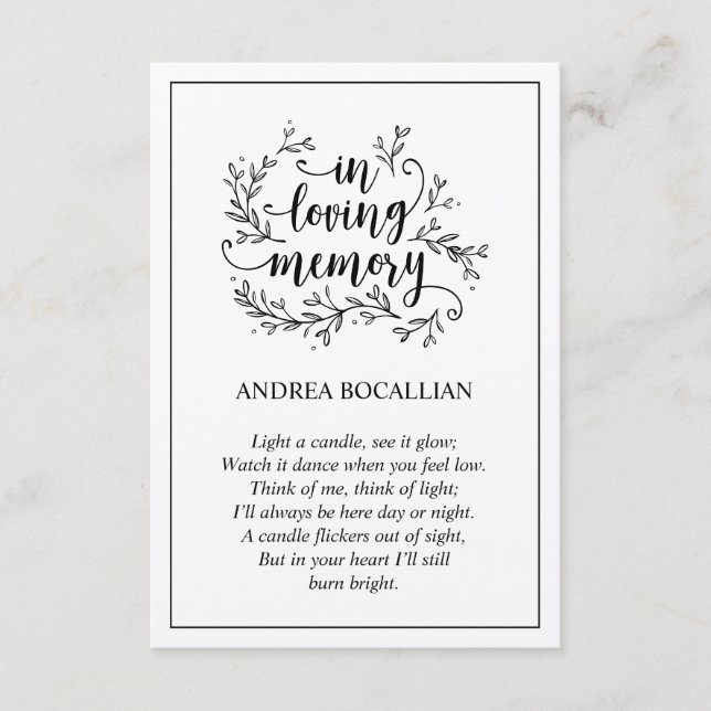 Carte D'accompagnement En mémoire d'amour, Rustic Brown Kraft Card (Devant)