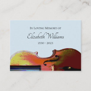 Carte D'accompagnement En memoriam Funérailles Musical Violon Bleu
