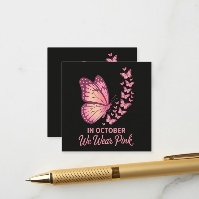 Carte D'accompagnement En octobre Papillon Rose Poitrine (Devant/Arrière en situation)