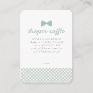 Carte D'accompagnement en vichy arc cravate baby shower de couche verte t