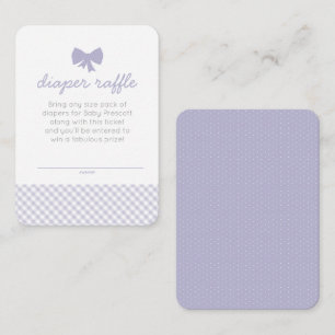 Carte D'accompagnement en vichy baby shower violet billet de tirage au so