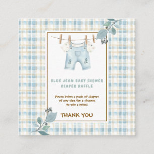 Carte D'accompagnement en vichy Blue Jean Baby shower Déchets Raffle