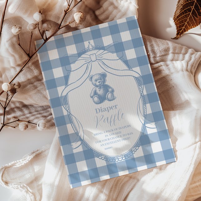 Carte D'accompagnement en vichy Français Teddy Bear Diapper Raffer (Créateur téléchargé)