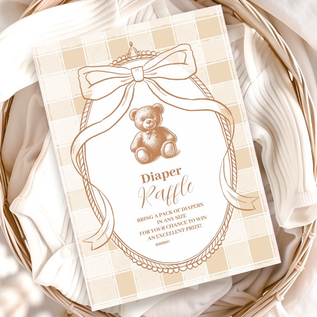 Carte D'accompagnement en vichy Français Teddy Bear Diapper Raffer (Créateur téléchargé)