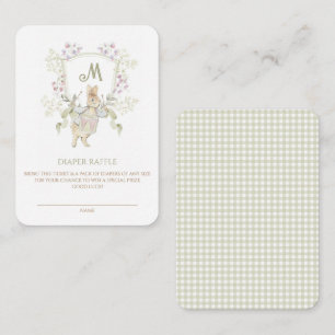 Carte D'accompagnement en vichy Peter le Baby shower Rabbit Déchets Raffl