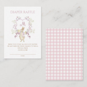 Carte D'accompagnement En vichy rose Pierre le lapin Baby shower couche