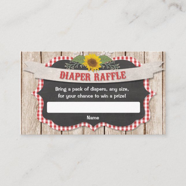 Carte D'accompagnement En vichy rouge tournesol jaune bébé tombole de cou (Devant)