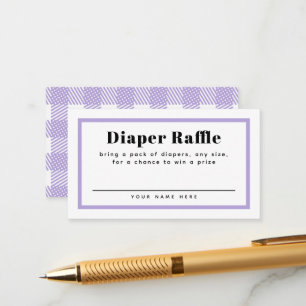 Carte D'accompagnement En vichy violet Baby shower Plaid Raffin
