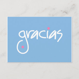 Carte D'accompagnement Enceinte cadeau en lettres bleu et blanc Gracias