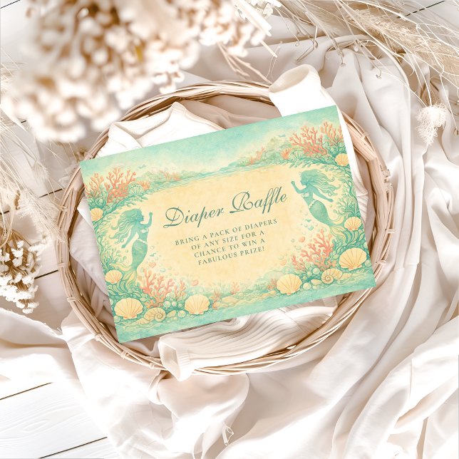 Carte D'accompagnement Enchanted Mermaid Lagoon Diapper Raffle (Créateur téléchargé)
