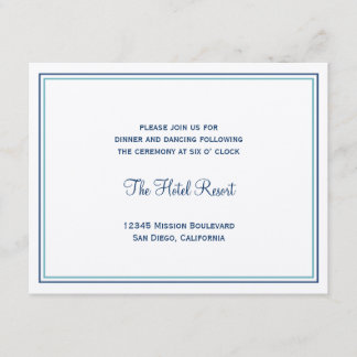 Carte D'accompagnement Enclos de réception de mariage coquille bleue