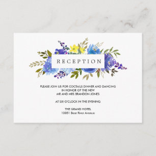 Carte D'accompagnement Enclos de réception de mariage Fleur Bleu Jaune