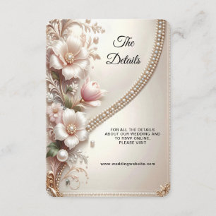 Carte D'accompagnement Enclosure avec détails de broderie florale et perl