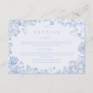 Carte D'accompagnement Enclosure de mariage florale bleue et blanche clas