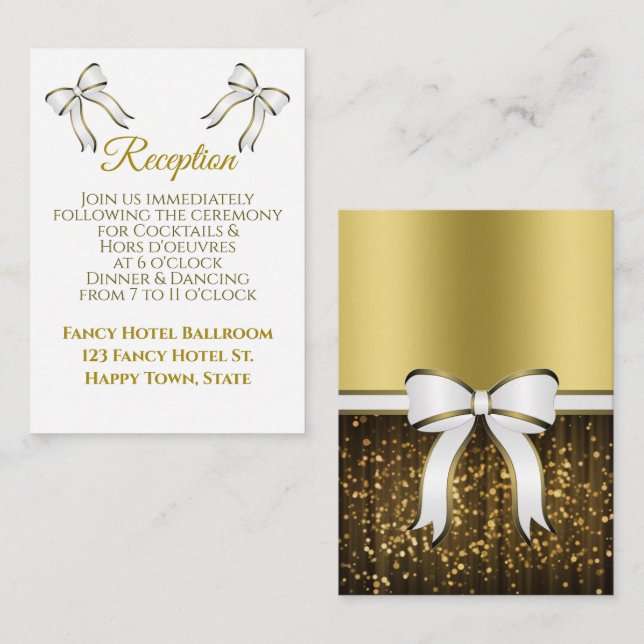 Carte D'accompagnement Enclosure de réception de mariage avec ruban blanc (Devant / Derrière)