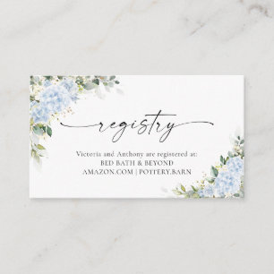 Carte D'accompagnement Enclosure de registre floral d'hortensia bleue
