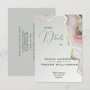 Carte D'accompagnement Encre fluide d'agate rose élégante