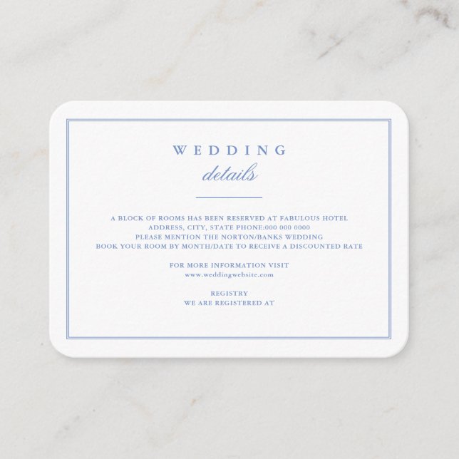 Carte D'accompagnement Ensemble de mariage dévoué en bleu barbeau (Devant)
