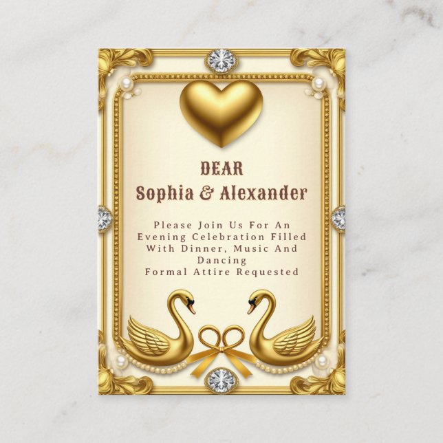 Carte D'accompagnement Ensemble d'informations de mariage Pearl Swan (Devant)