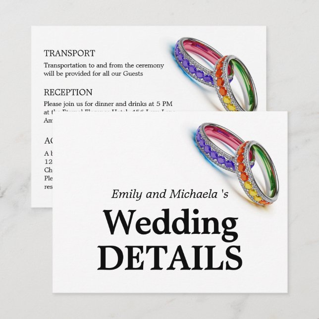Carte D'accompagnement 🌈  Entrelacés dans la fierté – Détails du mariage (Devant / Derrière)