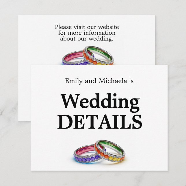 Carte D'accompagnement 🌈 Entrelacés dans la Fierté – Détails du Mariage  (Devant / Derrière)